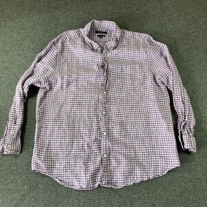 Banana Republic 100% Linen Check Button Down Shirt Mens 2XL XXL Camden Fit
